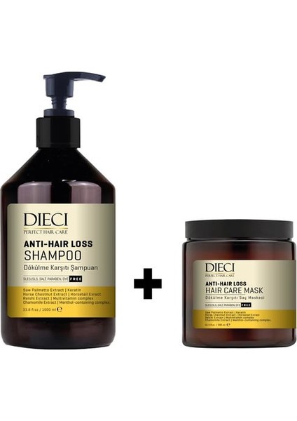 Anti Hair Loss 1000 ml Şampuan+Anti Hair Loss 500 ml Maske