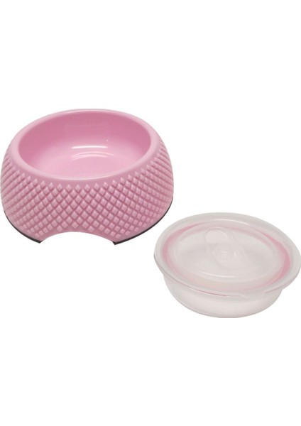 Saklama Kaplı Kedi- Köpek Mama Kabı BP212 19 cm Pembe