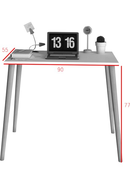 Monte Sehpa Fiona Çalışma Masası Ağaç Ayak- Beyaz