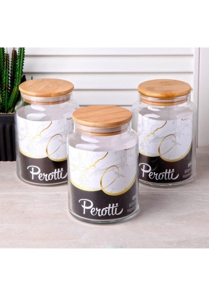 Bambu Vakum Kapaklı Kavanoz Baharatlık 800ML 3 Adet
