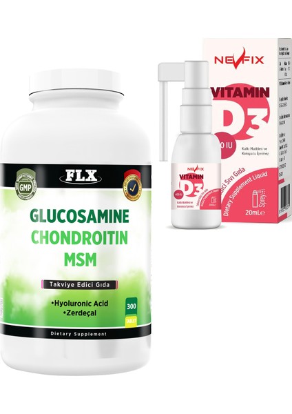 GlUcosamine Chondroitin Msm 300 Tablet + Vitamin D3 400 IU 20 ml