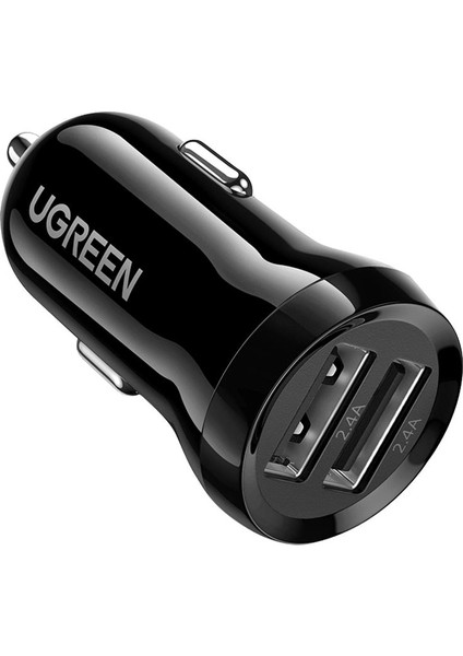 UGREEN 24W Araç Çakmaklık Şarj Cihazı 2xUSB-A, Siyah - 50875