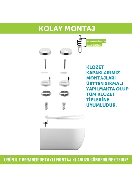 Aqua Bagno Roxy  Yavaş Kapanan Klozet Kapağı - Duroplast