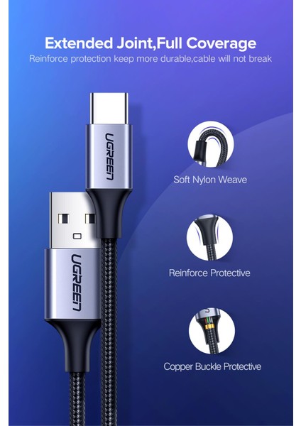 Örgülü USB Type-C Şarj ve Data Kablosu 50 CM indirimleri