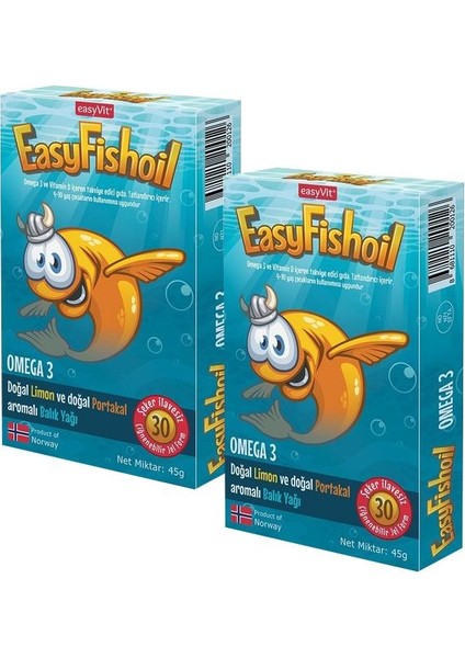 Easyvi̇t Easyfishoil Omega 3 Çiğnenebilir 30 Jel Tablet 2'li Set