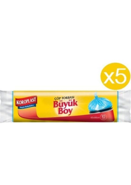 Büyük Boy Çöp Torbası 65 x 80 cm 10'lu x 5