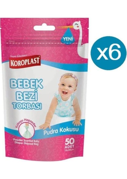 Bebek Bezi Torbası Pudra Kokulu 50'li x 6'lı
