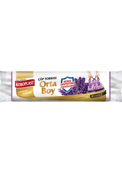 Lavanta Büzgülü Orta Boy Çöp Torbası 15'li x 25