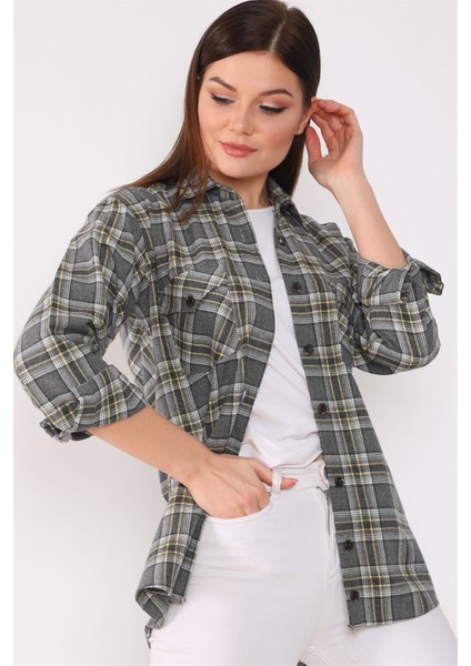 Z6664 Dewberry Bayan Gömlek-Antrasit