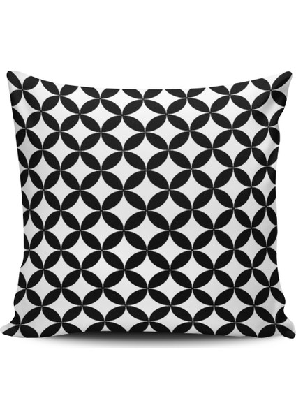 Geometrik Desenli Dijital Baskılı Kırlent Kılıfı