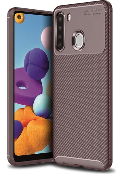 Samsung Galaxy A21 Kılıf A215 Esnek Tpu Silikon Kahverengi