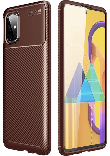 Samsung Galaxy M51 Kılıf M515 Esnek Tpu Silikon Kahverengi