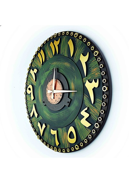 Kayra Duvar Saati Somun Green Arapça 70 cm