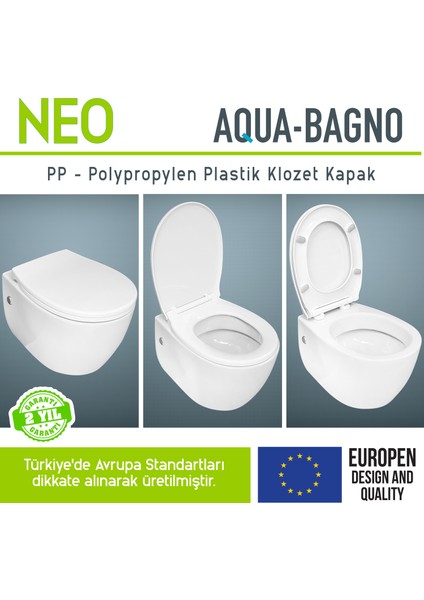 Aqua Bagno Neo Yavaş Kapanan Klozet Kapağı