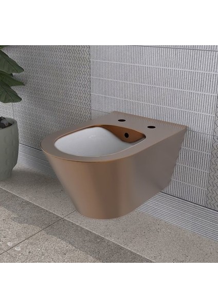 Avva Asma Klozet Içi Beyaz Dışı Komple Bronz