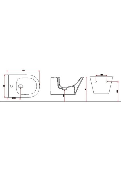 Avva 53 cm Rim Art Asma Bide Kırmızı indirimleri