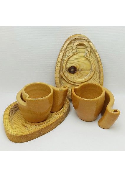 Tasarım Seramik Spiral Türk Kahve Fincan Takımı 2'li