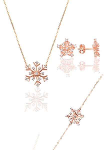 Gümüş Rose Kartanesi Modeli Üçlü Set