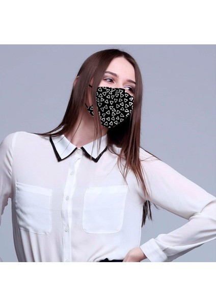 Vegan Cupro Klipsli ve Telli Desenli Antibakteriyal Yıkanabilir Maske