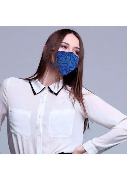 Vegan Cupro Klipsli ve Telli Desenli Antibakteriyal Yıkanabilir Maske modelleri