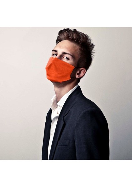 Vegan Cupro Klipsli ve Telli Turuncu Antibakteriyal Yıkanabilir Maske fırsatları