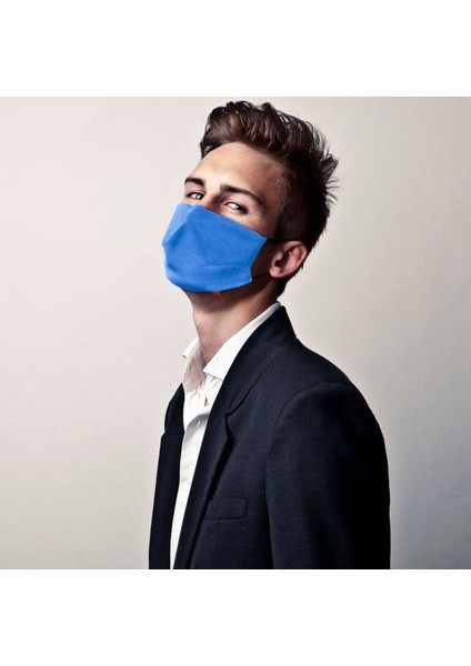 Vegan Cupro Klipsli ve Telli Bebek Mavisi Antibakteriyal Yıkanabilir Maske