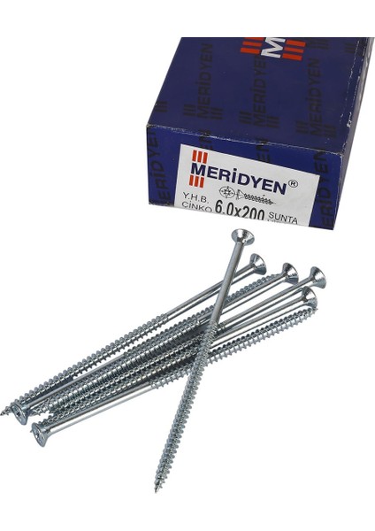 Meridyen Sunta Vidası 6 x 200 mm 50 Adet