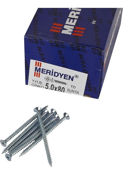 Meridyen Sunta Vidası 5 x 80 mm 200 Adet