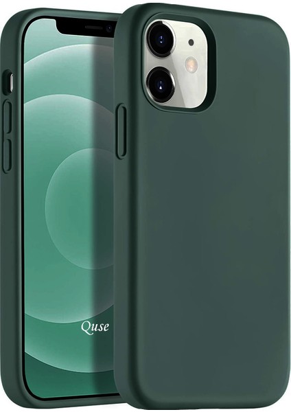 Apple iPhone 12 (6.1'') Soft Touch Liquid Silikon Kılıf Koyu Yeşil