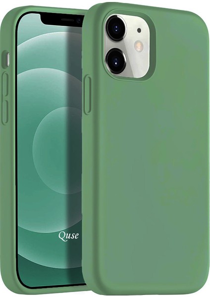 Apple iPhone 12 Mini (5.4'') Soft Touch Liquid Silikon Kılıf Açık Yeşil