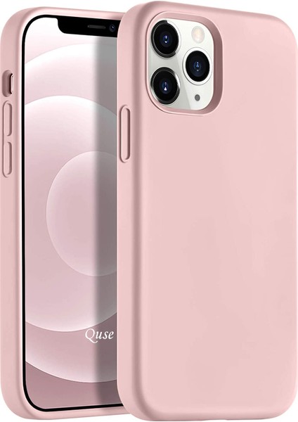 Apple iPhone 12 Pro (6.1'') Soft Touch Liquid Silikon Kılıf Açık Pembe