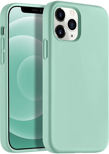 Apple iPhone 12 Pro 6.1" Soft Touch Altı Kapalı Liquid Silikon Lansman Kılıf Açık Yeşil