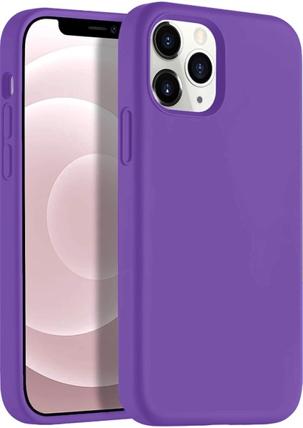 Apple iPhone 12 Pro 6.1" Soft Touch Altı Kapalı Liquid Silikon Lansman Kılıf Mor