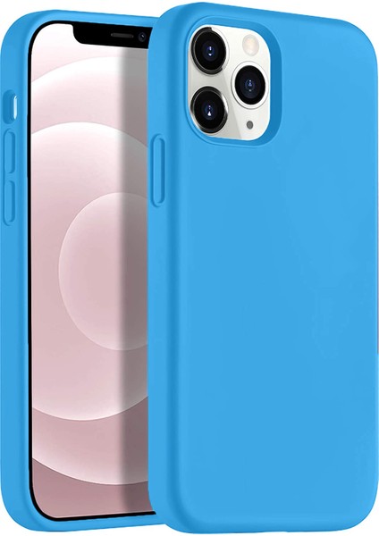 Apple iPhone 12 Pro 6.1" Soft Touch Altı Kapalı Liquid Silikon Lansman Kılıf Mavi