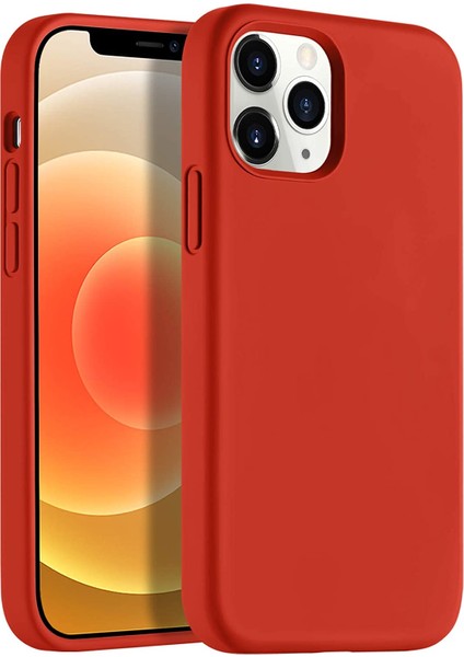 Apple iPhone 12 Pro 6.1" Soft Touch Altı Kapalı Liquid Silikon Lansman Kılıf Kırmızı