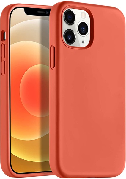 Apple iPhone 12 Pro 6.1" Soft Touch Altı Kapalı Liquid Silikon Lansman Kılıf Mercan