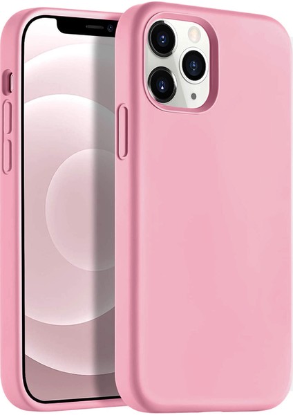 Apple iPhone 12 Pro 6.1" Soft Touch Altı Kapalı Liquid Silikon Lansman Kılıf Pembe