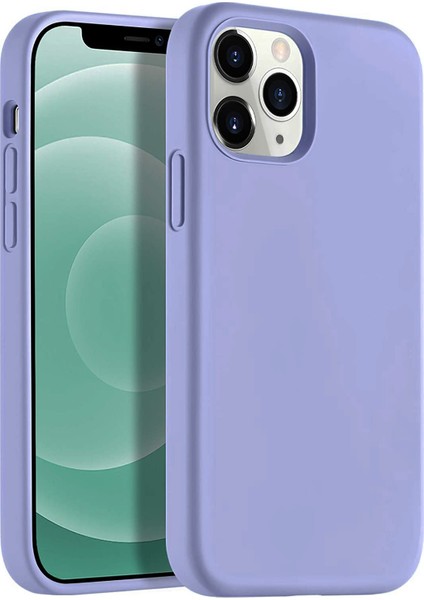 Apple iPhone 12 Pro Max 6.7" Soft Touch Altı Kapalı Liquid Silikon Lansman Kılıf Lila