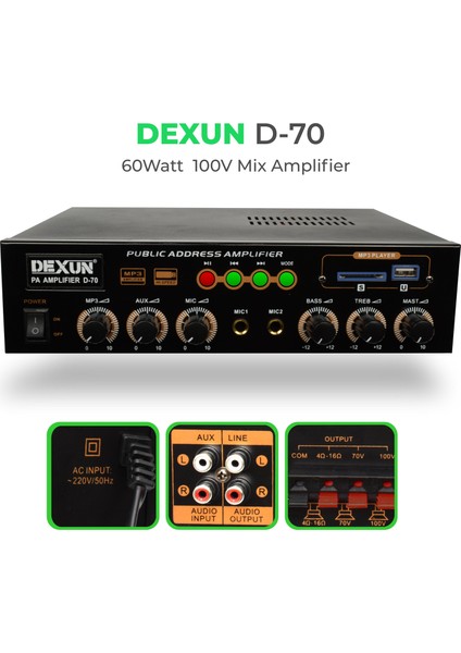 D-70 60W 100 Volt Mıxer Amplıfıer