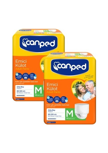 Emici Külot Orta (Medium) 2X30'LU 60 Adet Hasta Bezi