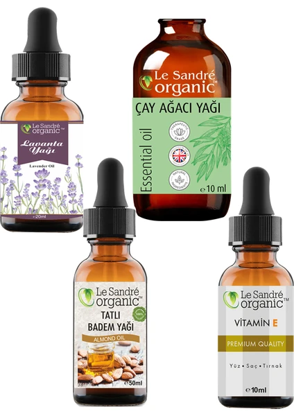 Le Sandre Organics Lavanta Yağı & E Vitamini & Tatlı Badem Yağı & Çay Ağacı Yağı 90 ml