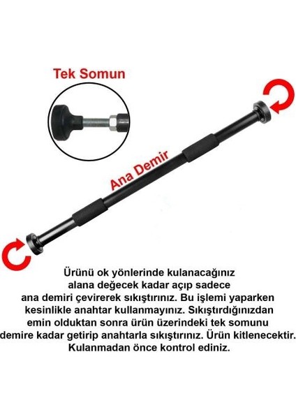 Kapı Barfiksi Ayarlanabilir Koridor Barfiksi 76-100 cm Arası