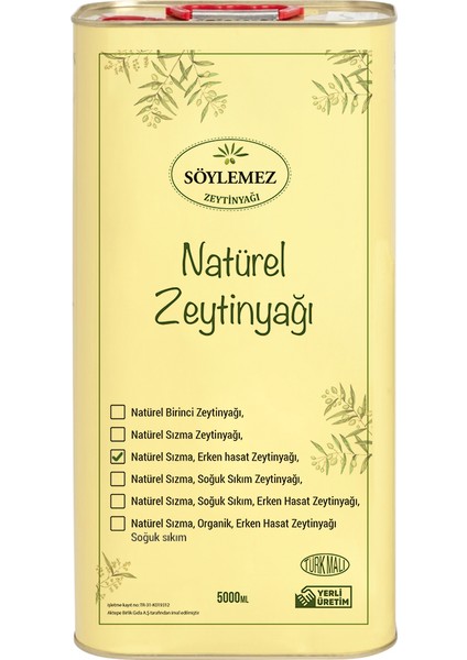 Natürel Sızma Erken Hasat Zeytinyağı 5 lt
