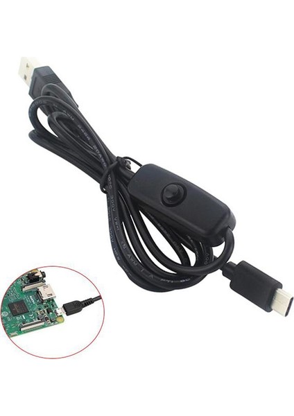 Raspberry Pi İçin USB To Type-C 5V 3A On/Off Güç Kablosu