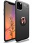 Apple iPhone 11 Pro Max Kılıf Renkli Yüzüklü Manyetik Silikon Kapak Siyah - Rose Gold 1