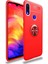 Xiaomi Redmi Note 7 Pro Kılıf Renkli Yüzüklü Manyetik Silikon Kapak Kırmızı 1