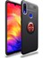 Xiaomi Redmi Note 7 Pro Kılıf Renkli Yüzüklü Manyetik Silikon Kapak Siyah - Kırmızı 1
