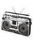 Retro Boombox Sticker-Etiket 8x8 1