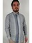 Slim Fit Gri Çizgili Erkek Gömlek 1