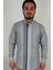 Slim Fit Gri Çizgili Erkek Gömlek 4